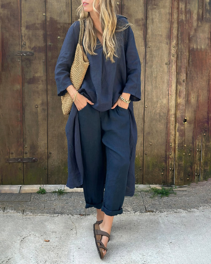 Ellen | Women's Two-Piece Set | Loose Fit Top Wide Trousers