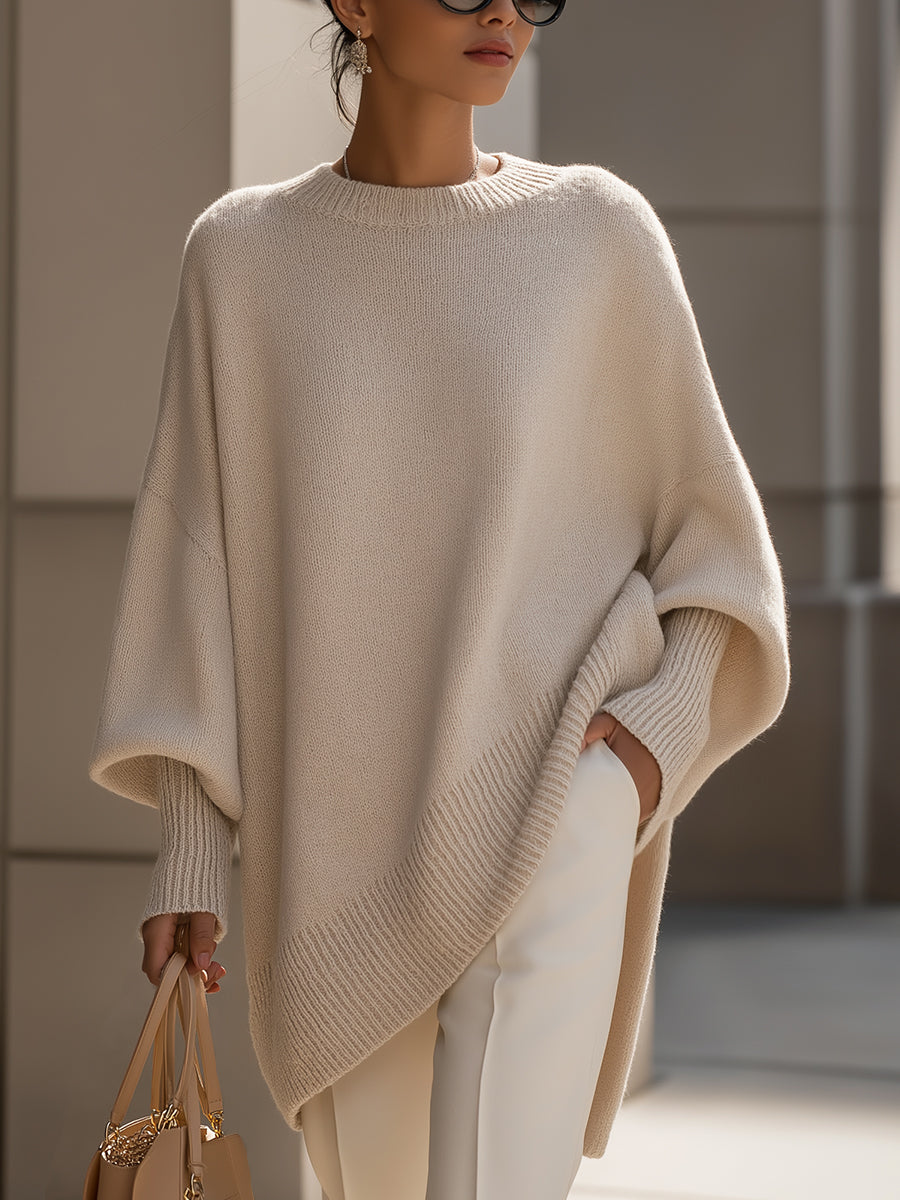 Ellen | Women's Jumper | Oversized Poncho Ribbed Trim