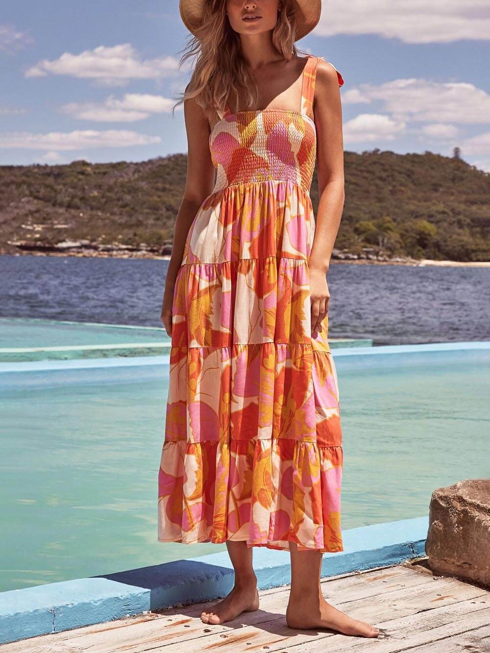 Ellen | Women's Midi Sundress | Halter Sleeveless