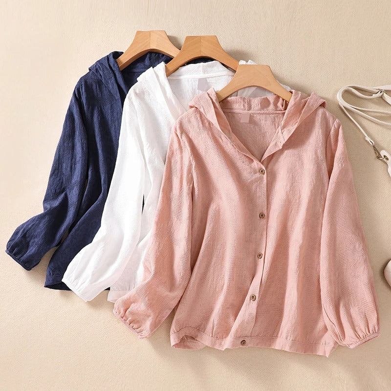 Ellen | Women’s Blouse | Hooded Button-Up
