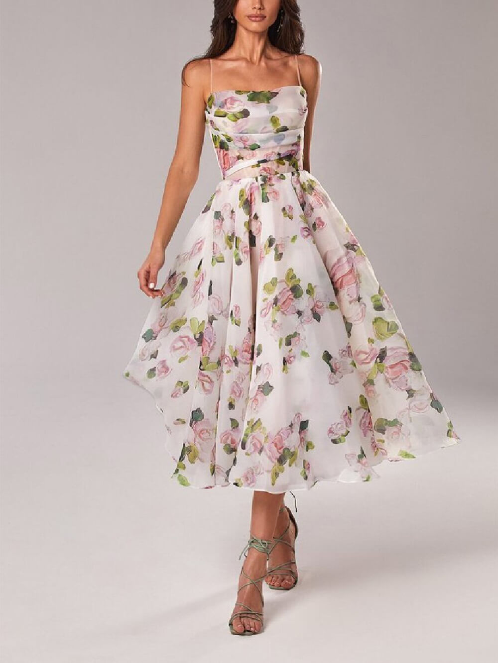 Ellen | Women's Boho Midi Dress | Spaghetti Strap A-Line