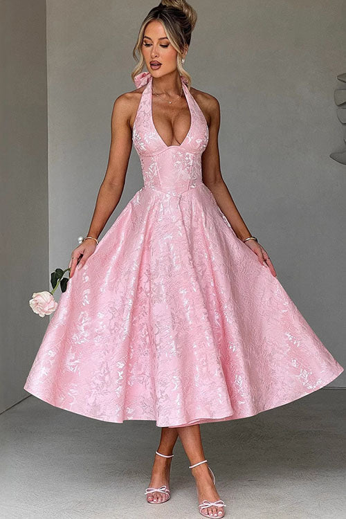 Ellen | Women’s Dress | V-Neck Halterneck Maxi