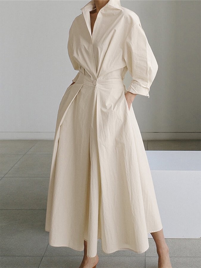 Ellen | Women's Dress | Collared Long Sleeve Maxi