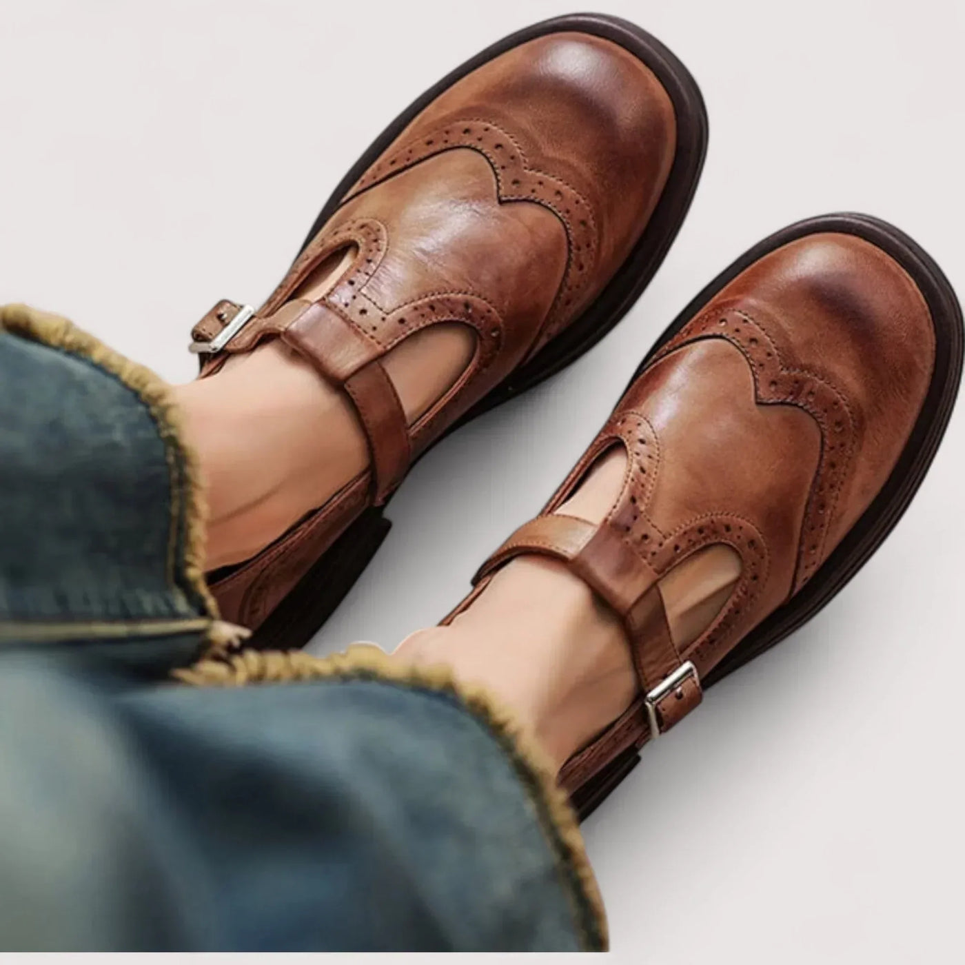 Ellen | Mary Jane Shoes for Women | Brogue Detailing