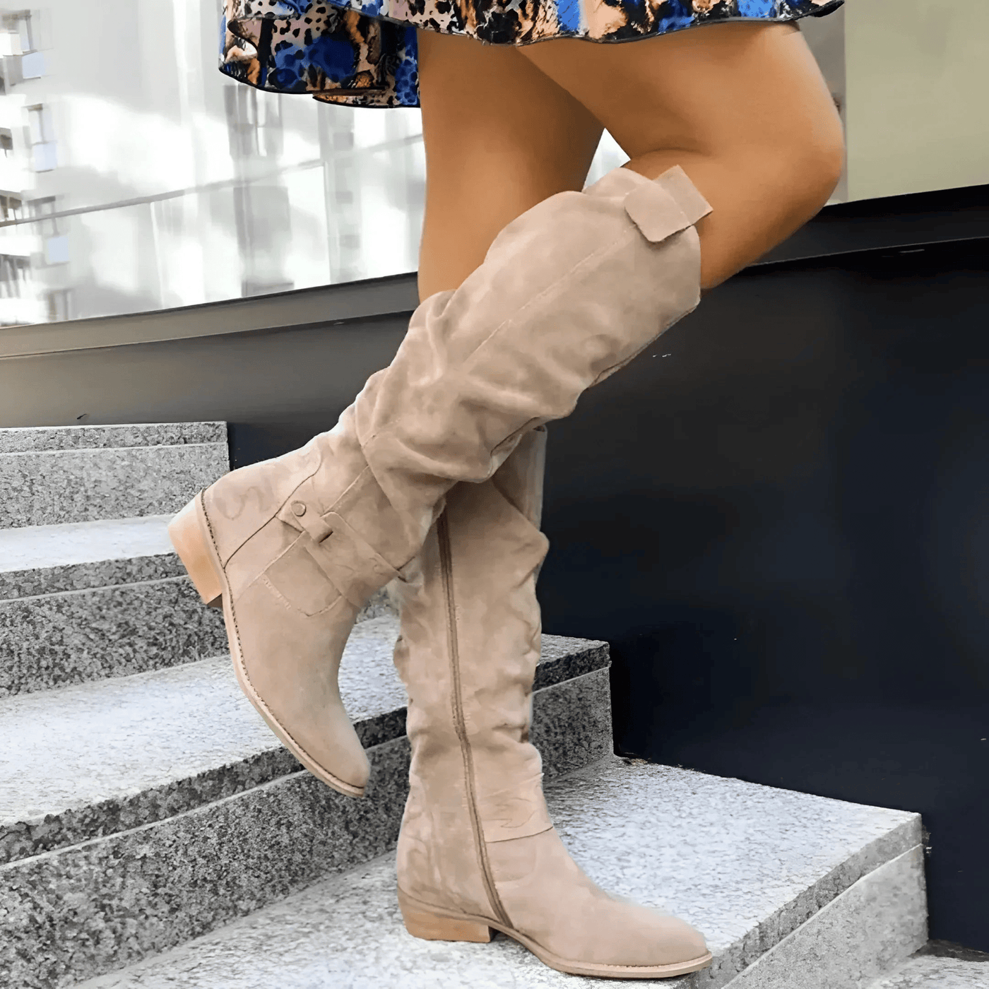 Ellen | Knee-high Boots for Women | Block Heel Strap Detail