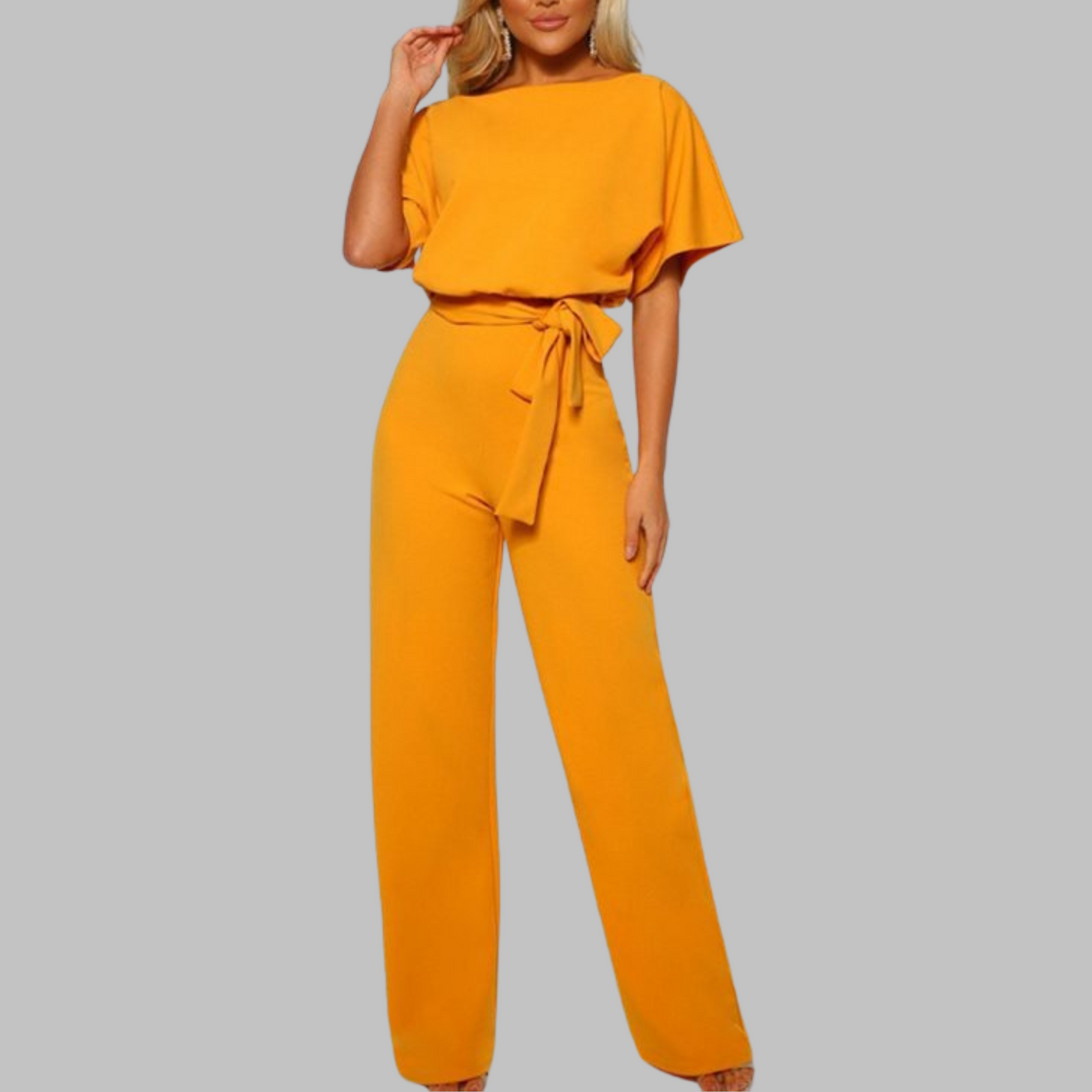 Ellen | Women's Wide-Leg Jumpsuit | Belted Batwing Sleeve