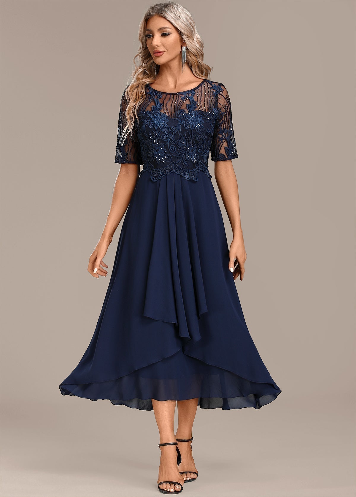 Ellen | Women’s Dress | Lace Panel Midi