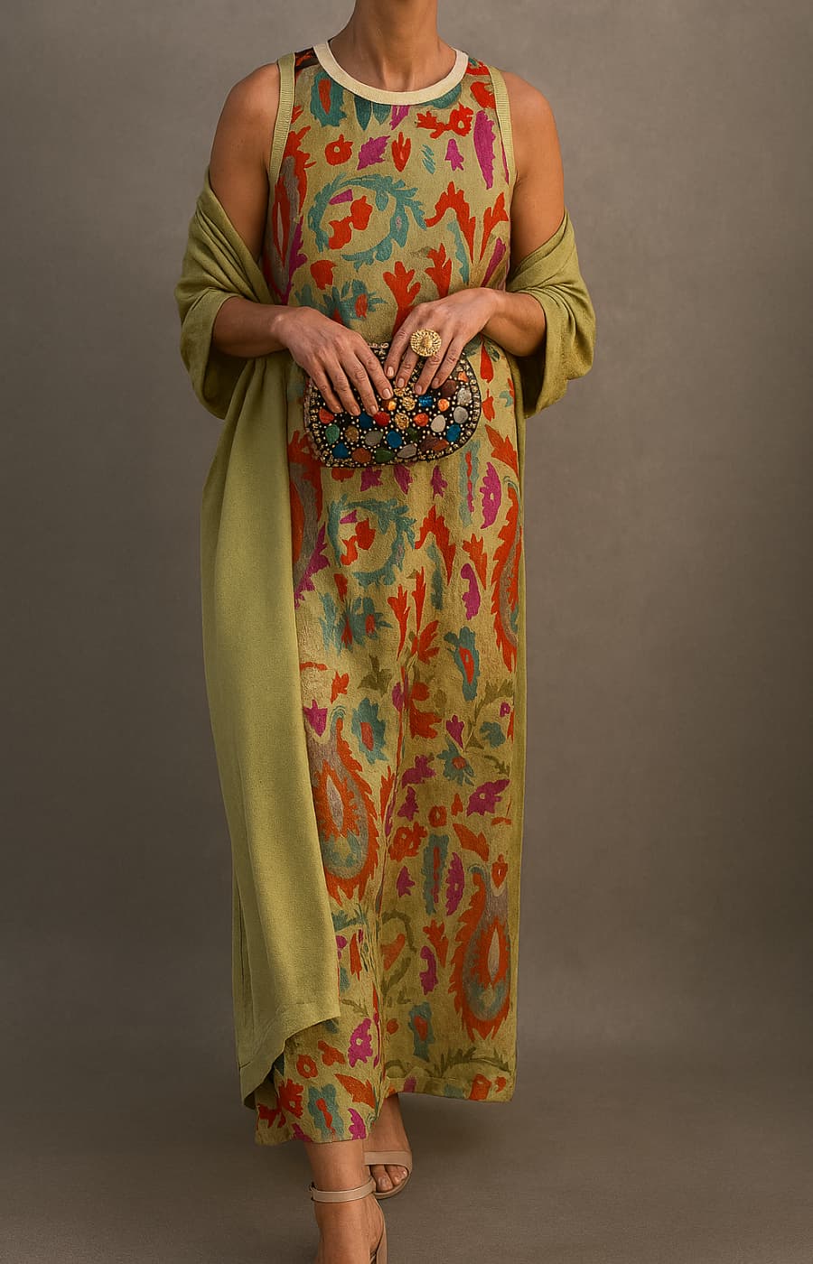 Ellen | Women’s Dress | Matching Open Front Coat Maxi
