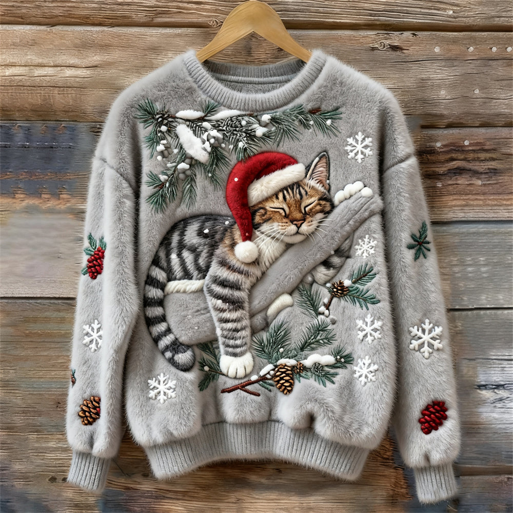 Ellen | Women’s Jumper | Festive Cat Print