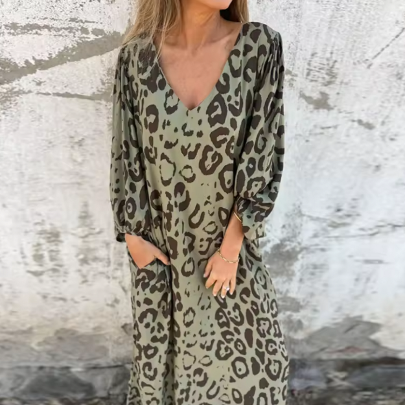 Ellen | Women's Spring Dress | Printed Pocket Long Sleeve Maxi