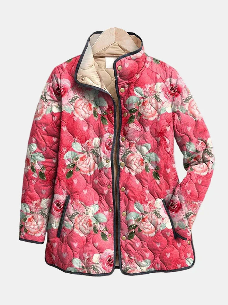 Ellen | Women’s Jacket | Rose Heart Quilted Print