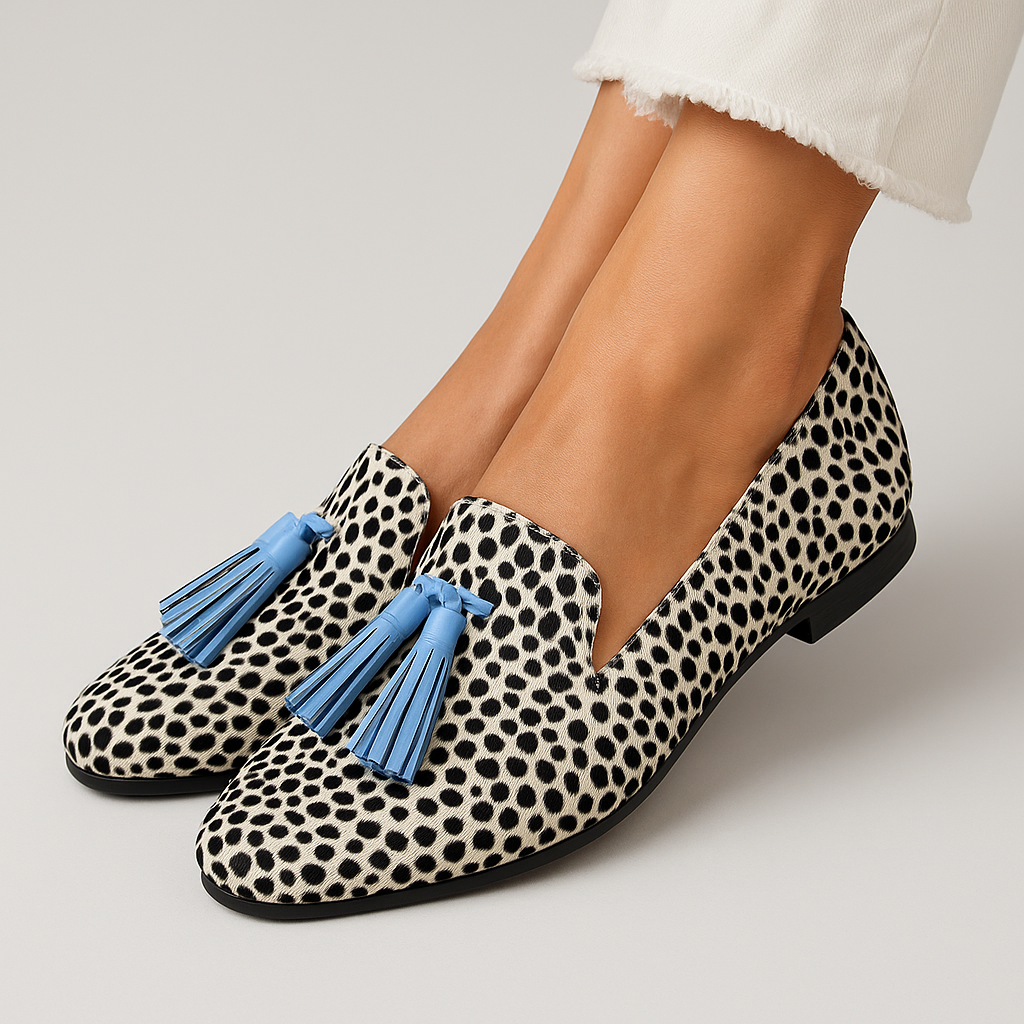 Ellen | Loafers for Women | Patterned Print Tassel Detail