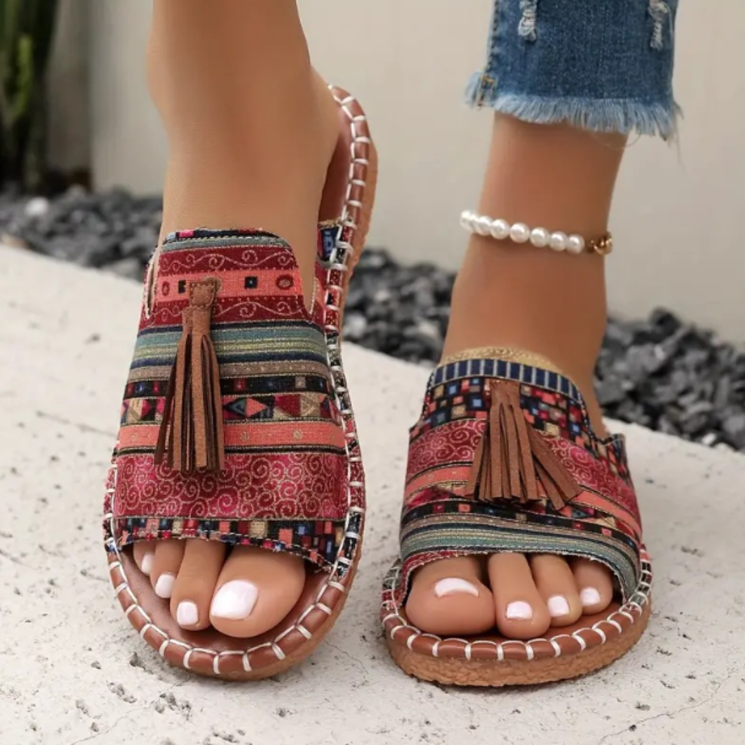 Ellen | Sandals For Women | Open Toe Tassel Slide