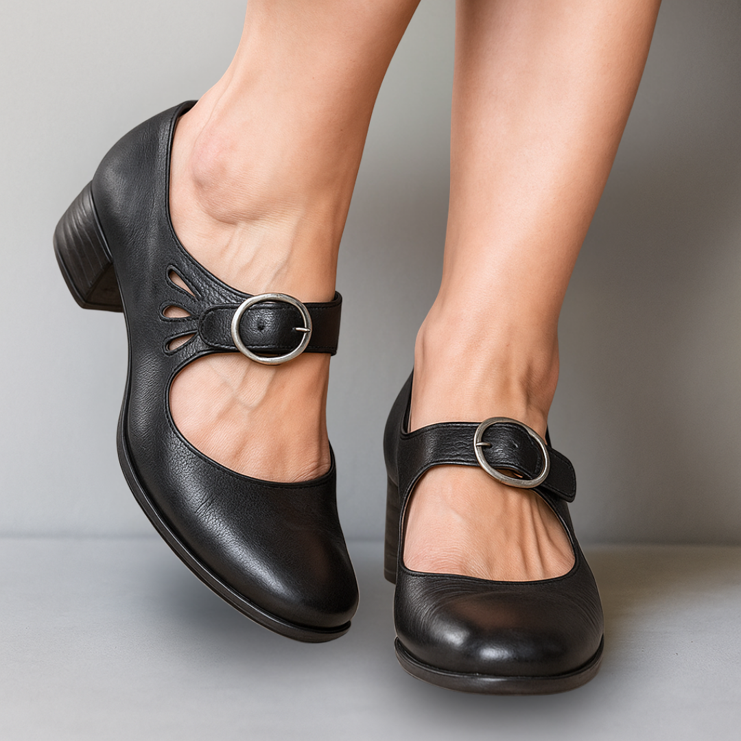Ellen | Mary Jane Shoes For Women | Buckle Strap Block Heel