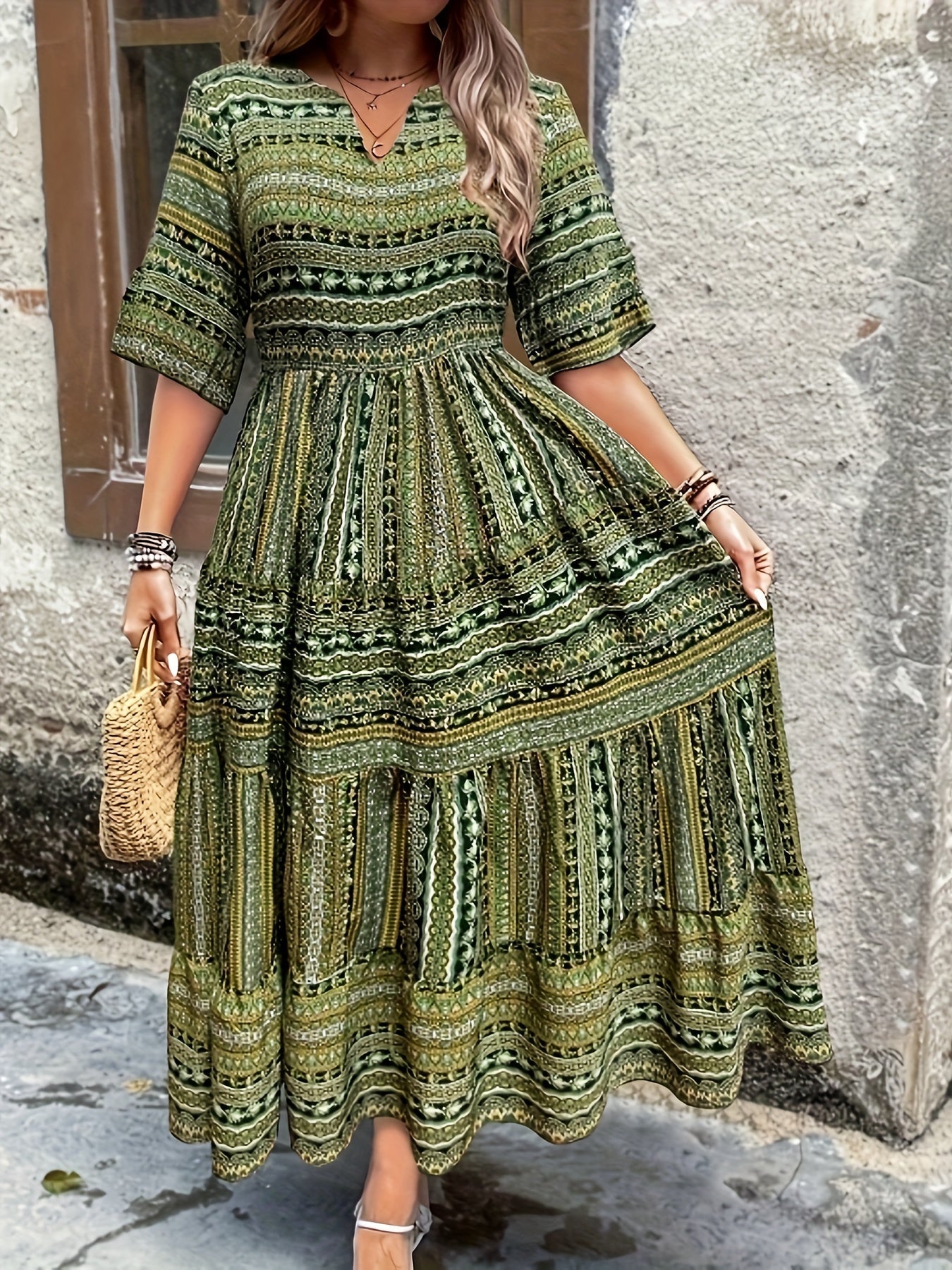 Ellen | Women's Boho Midi Dress | Flowy Printed