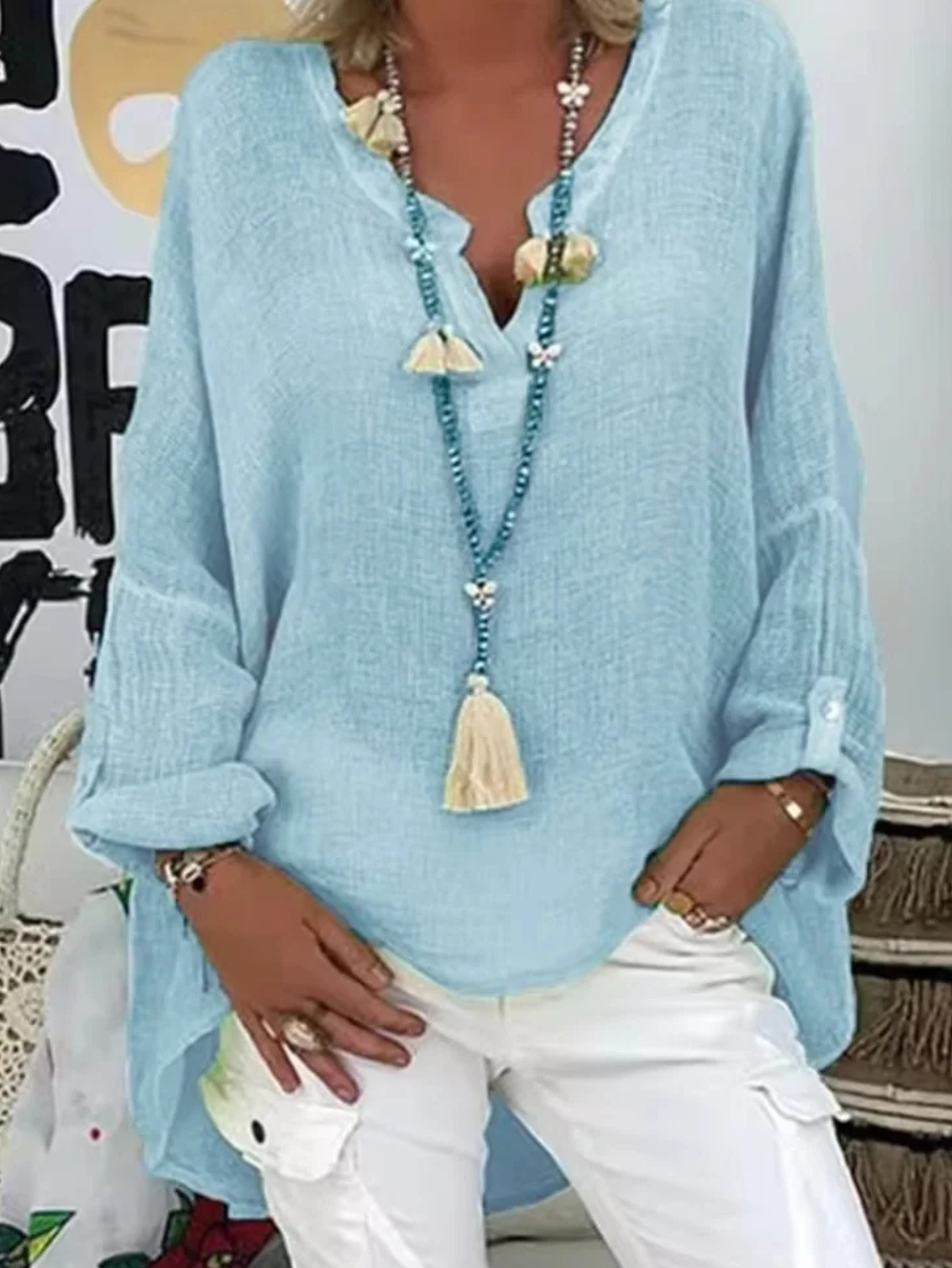 Ellen | Women’s Blouse | Oversized with V-Neck