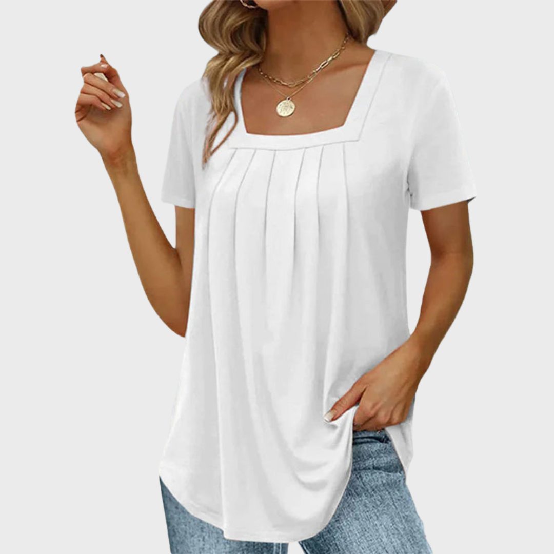 Ellen | Women’s Blouse | Square Neck Pleated Front