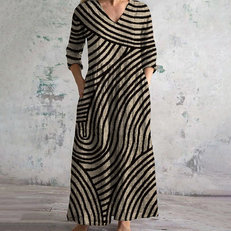 Ellen | Women's Dress | Curved Stripe Design