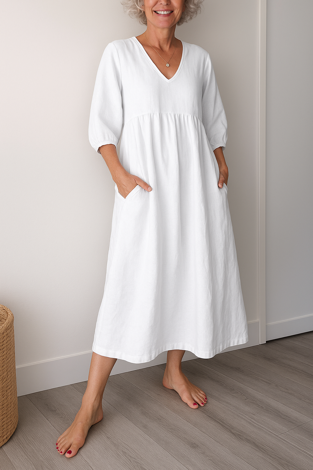 Ellen | Women's Midi Sundress | V-Neck A-Line