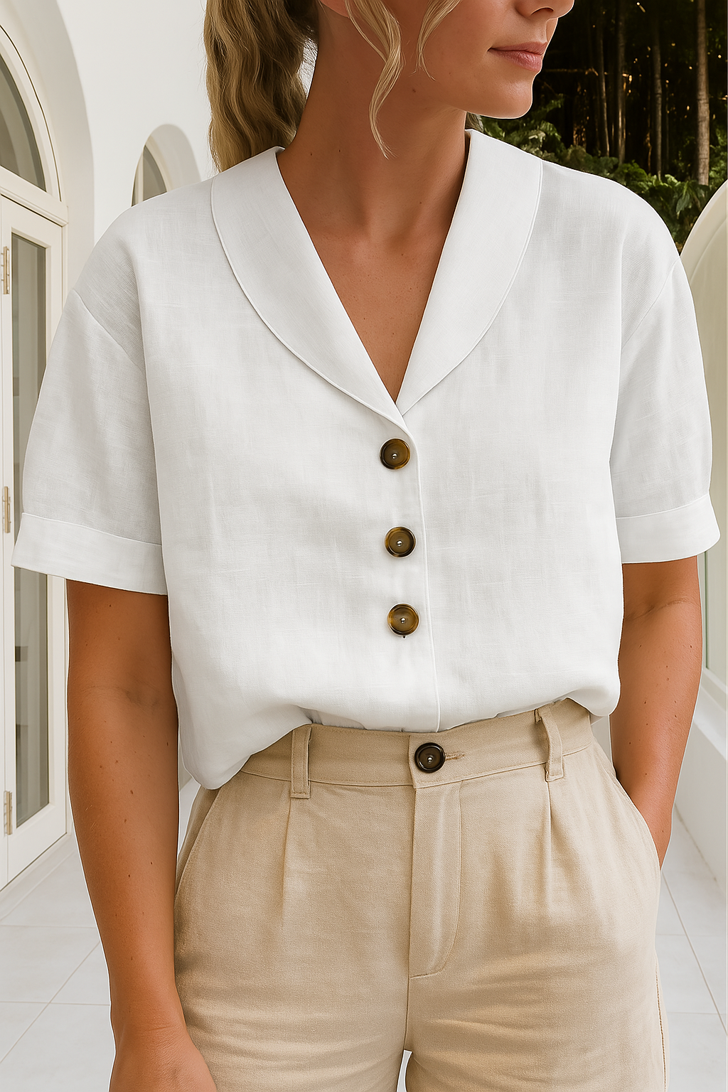 Ellen | Women’s Blouse | Short Sleeve Button-Up