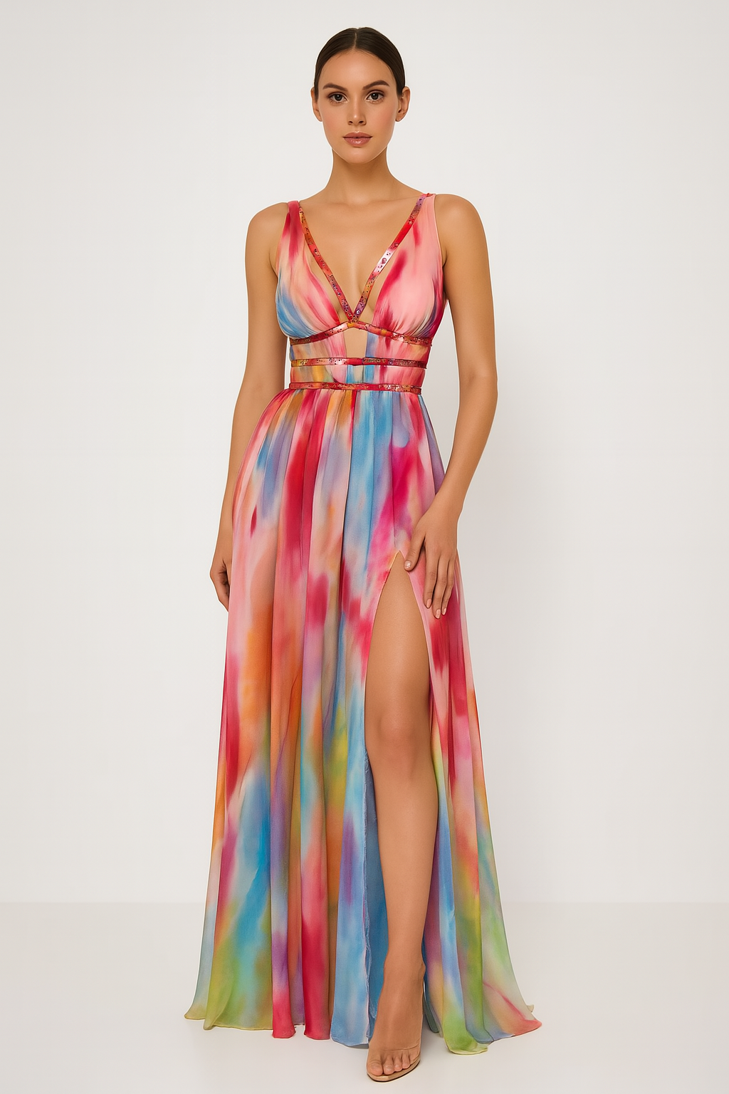 Ellen | Women’s Dress | V-Neck Slit Maxi
