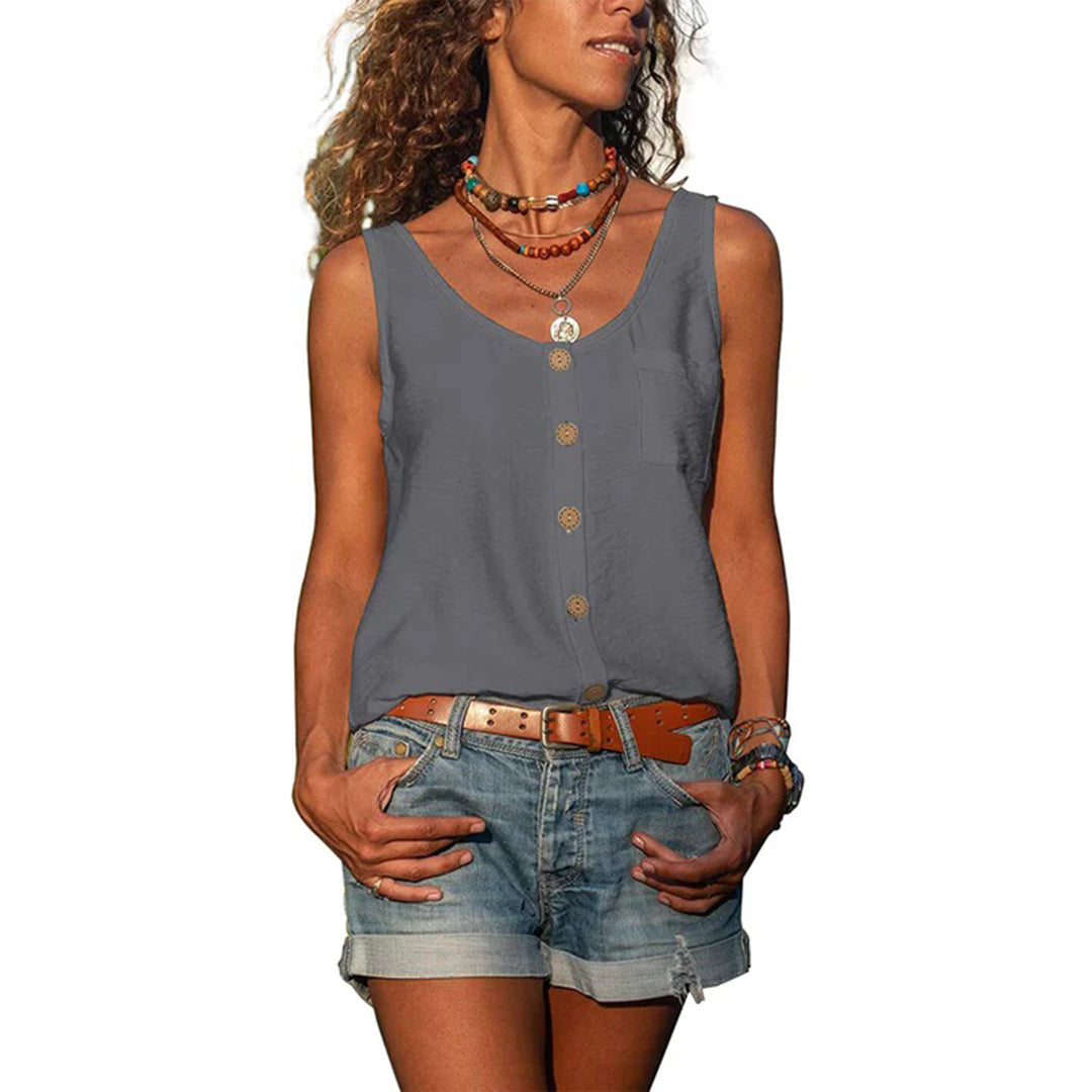 Ellen | Women’s Top | Sleeveless Button-Up