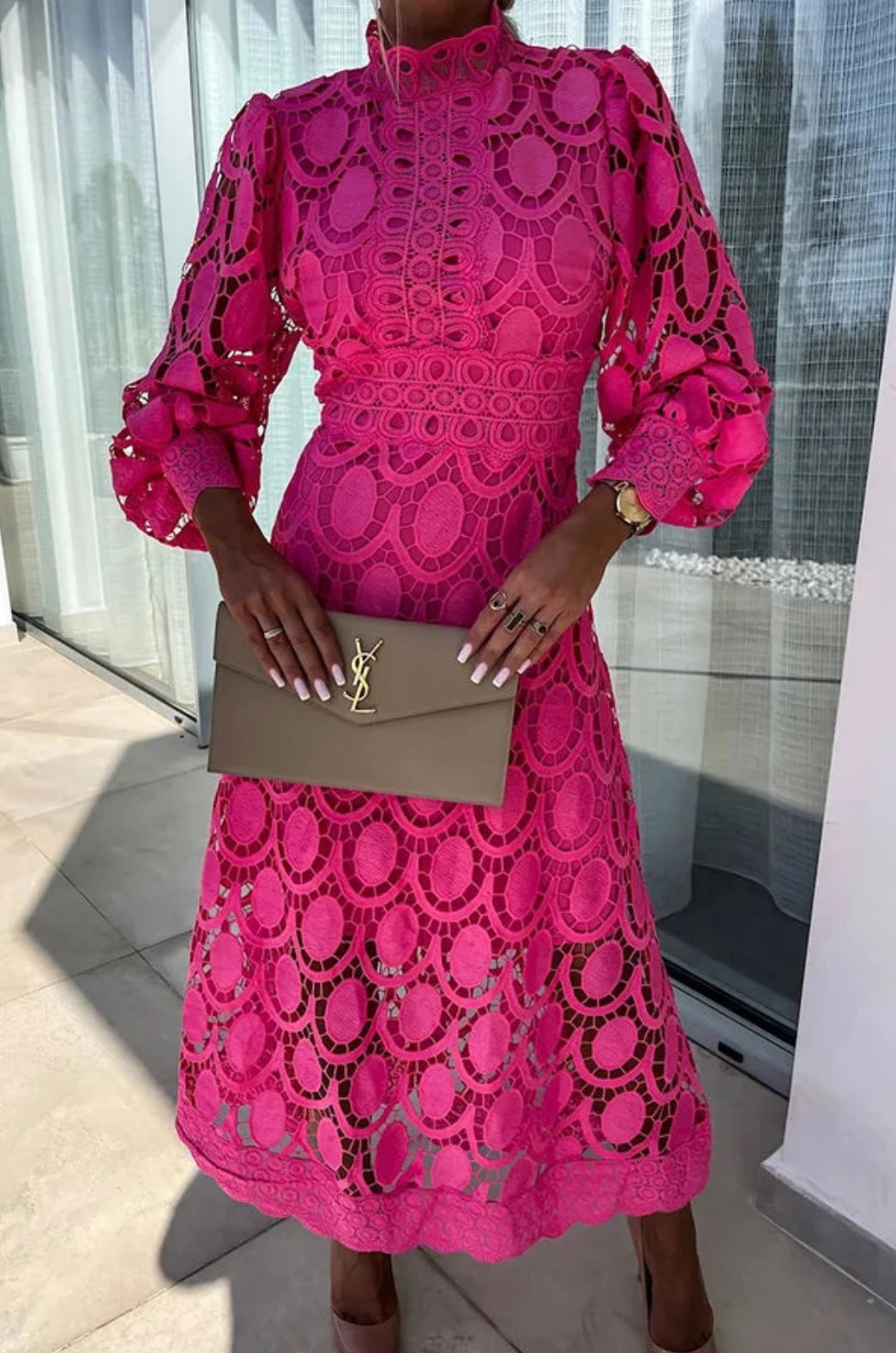 Ellen | Women’s Dress | High Neck Openwork