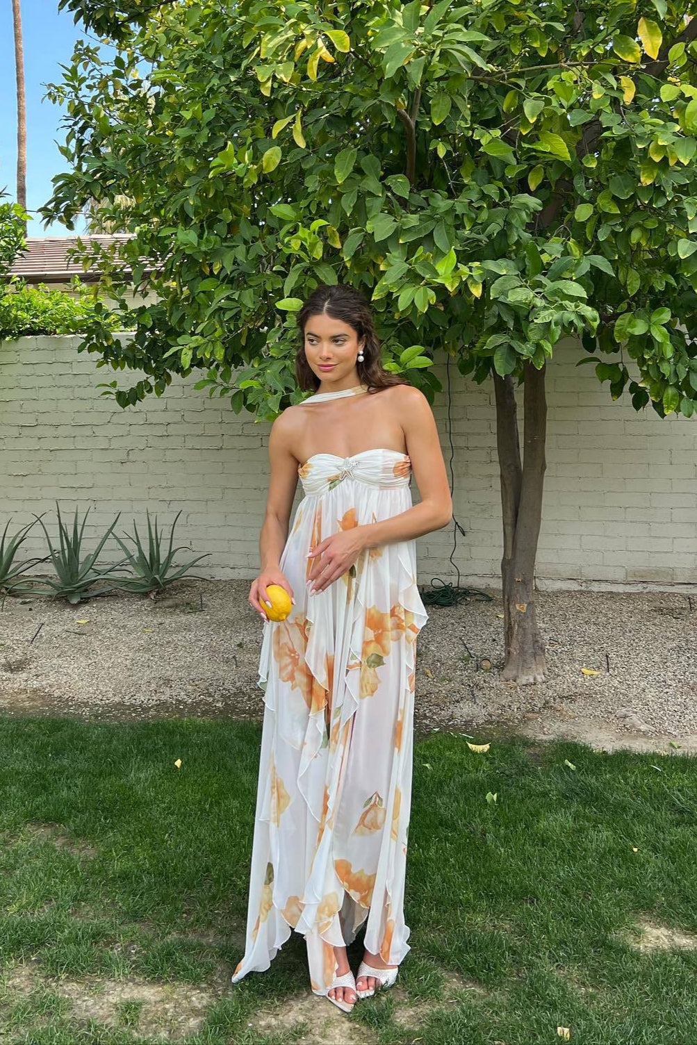Ellen | Women's White Maxi Dress | Halter