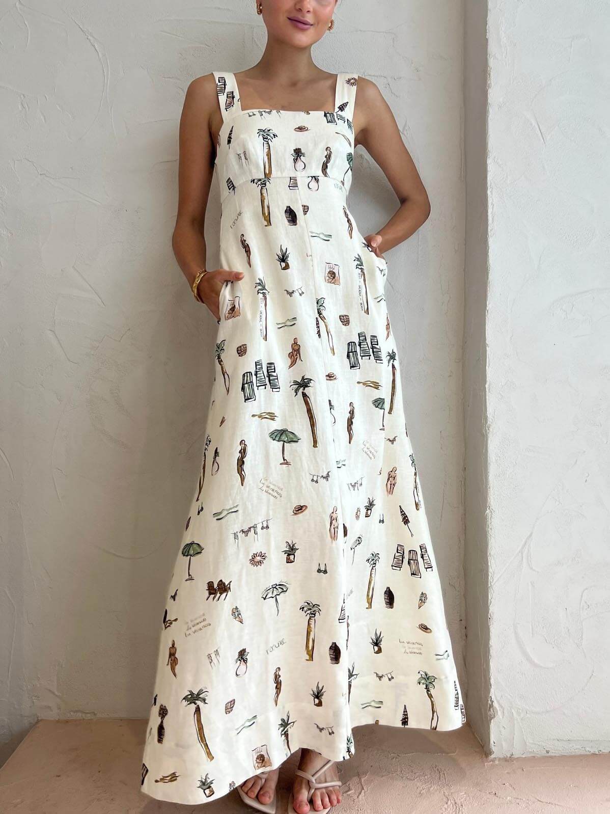 Ellen | Women's White Maxi Dress | Square Neck