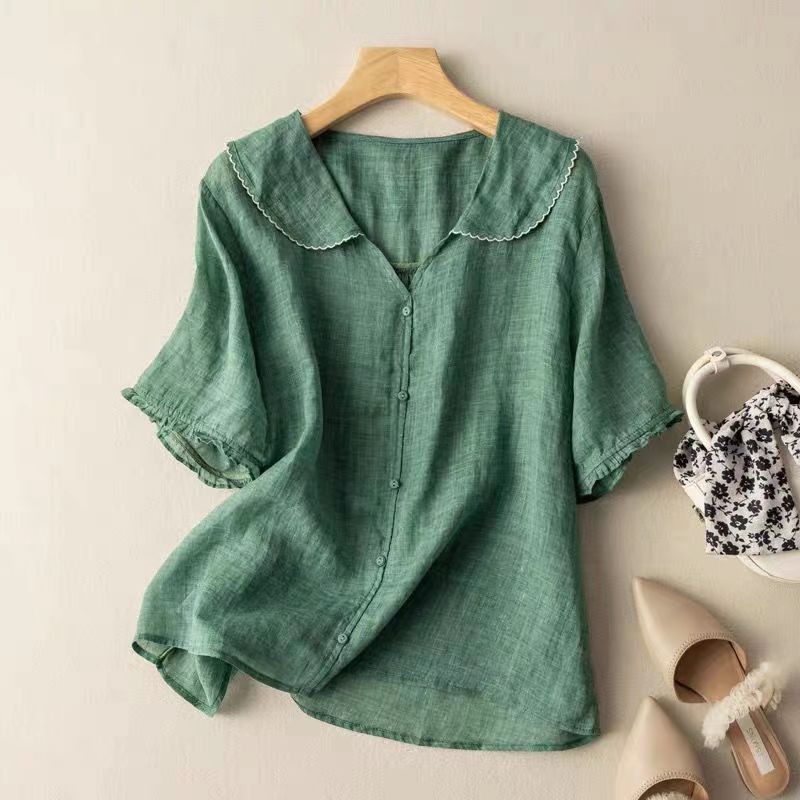 Ellen | Women's Blouse | Button Front Scalloped Collar