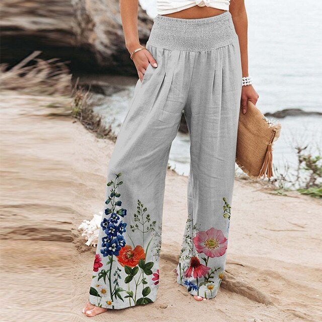 Ellen | Women's Trousers | Wide-Leg Floral