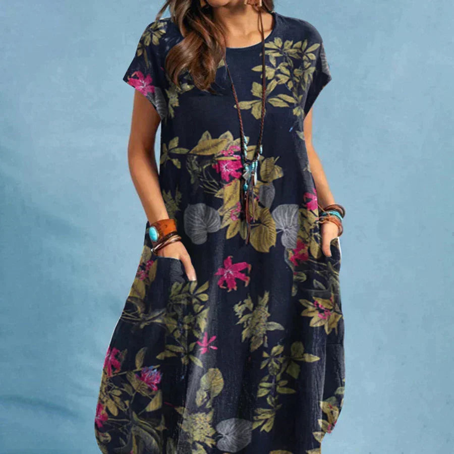 Ellen | Women's Dress | Floral Pocket Loose Silhouette Midi