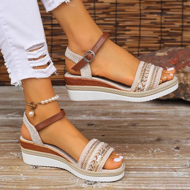 Ellen | Sandals For Women | Embellished Strap Platform Design