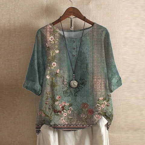 Ellen | Women's Blouse | Vintage Floral Print
