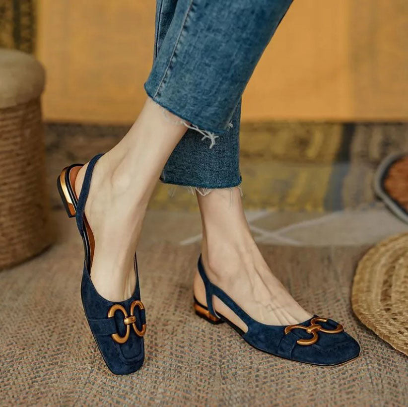 Ellen | Flats For Women | Slingback Square Toe Detail