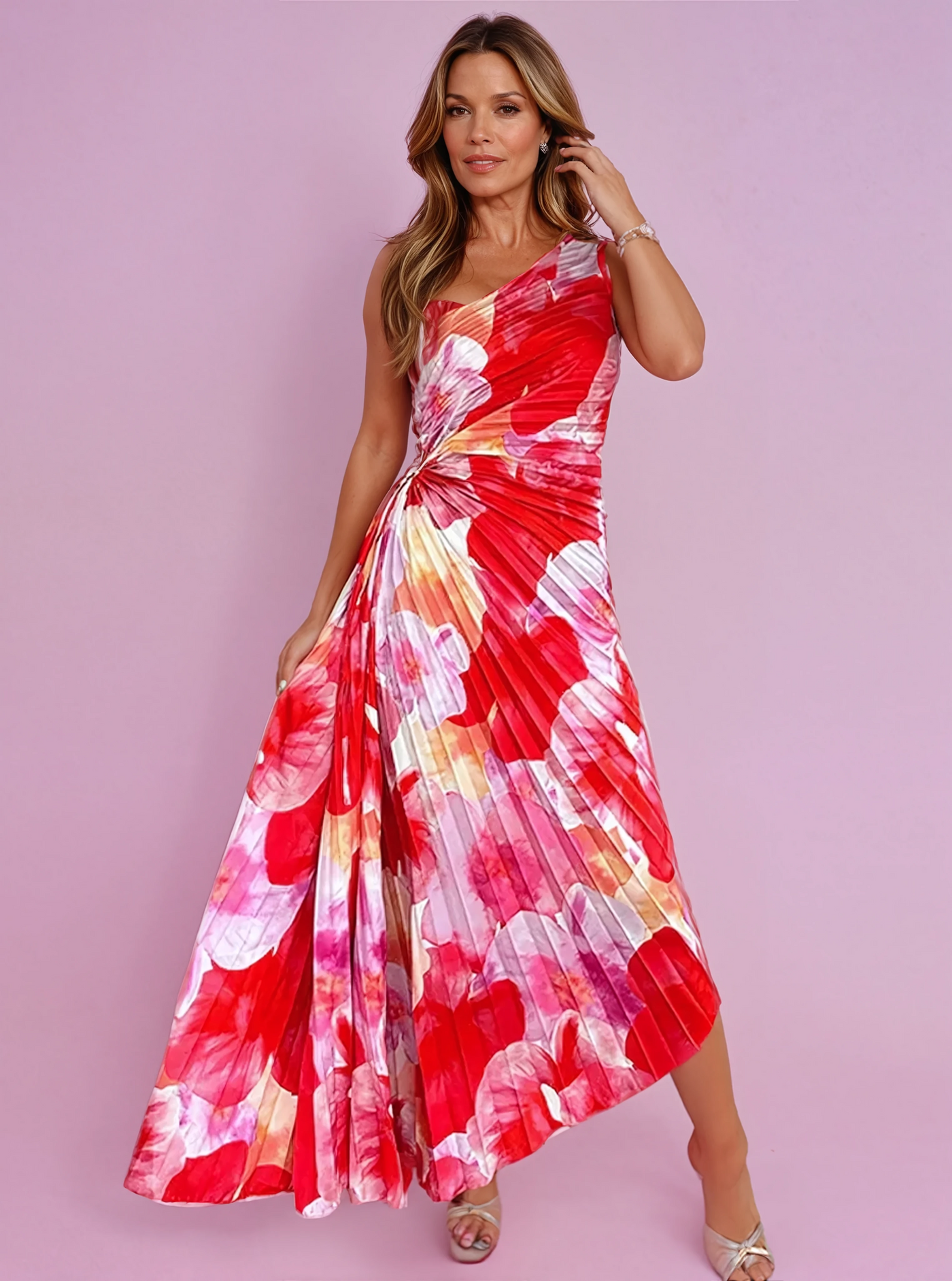 Ellen | Women's Wedding Guest Maxi Dress | Pleated Floral