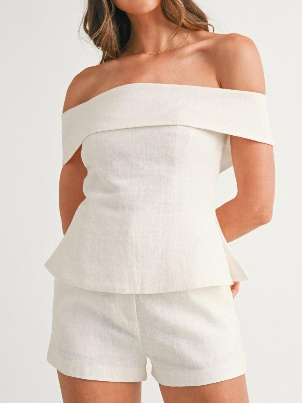 Ellen | Women's Two-Piece Set | Strapless Style Top Short Trousers