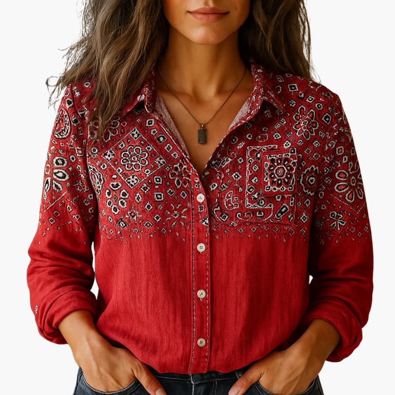 Ellen | Women's Blouse | Long Sleeve Paisley