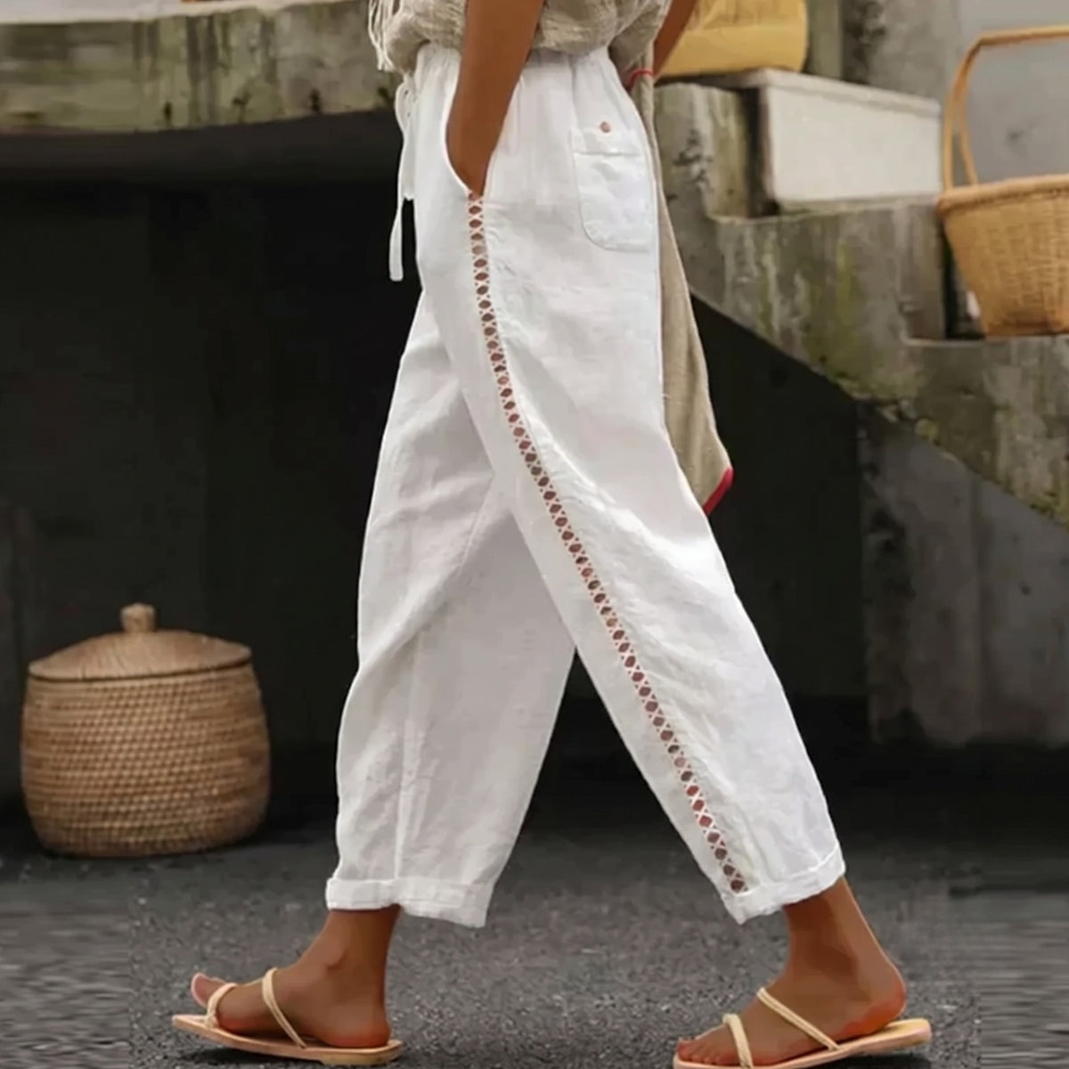 Ellen | Women's Trousers | High Waist Striped