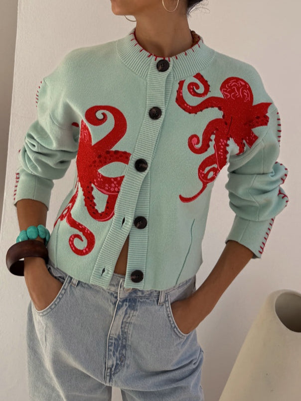 Ellen | Women’s Cardigan | Octopus Pattern Knit