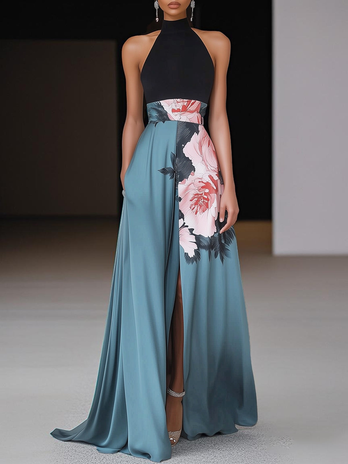 Ellen | Women’s Dress | Sleeveless Floral Slit Maxi