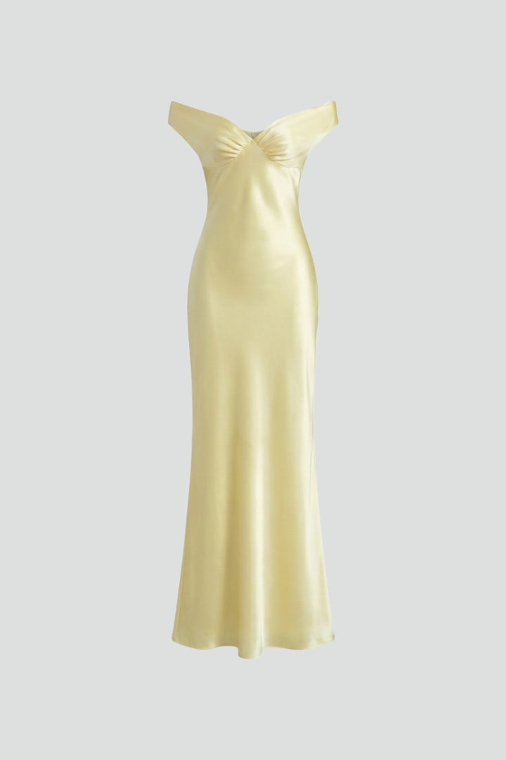 Ellen | Women's Cocktail Maxi Dress | Off-Shoulder Ruched