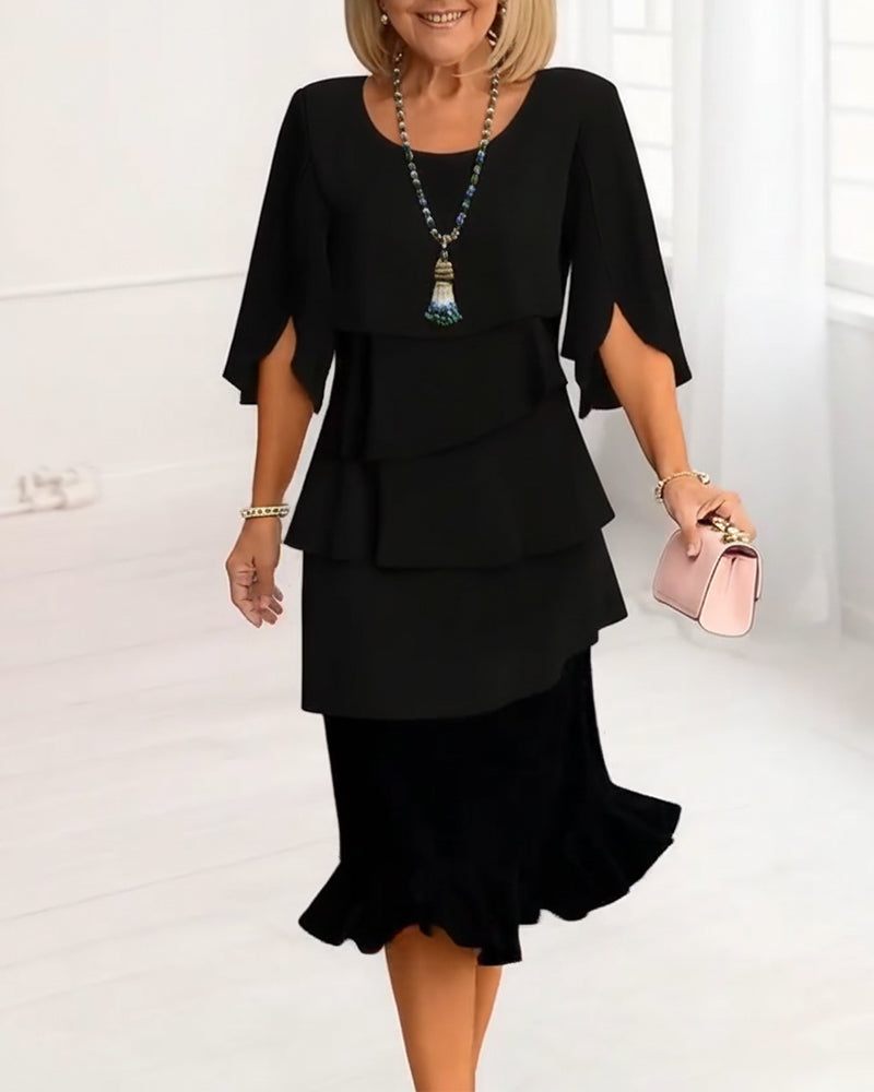 Ellen | Women's Midi Sundress | Tiered Ruffled