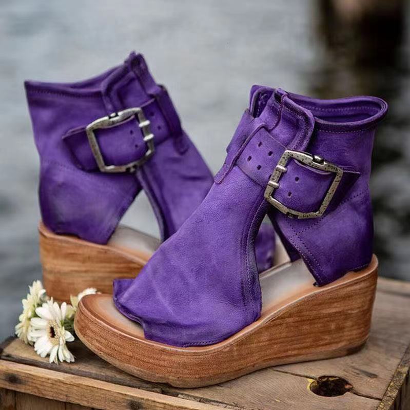 Ellen | Sandals For Women | Buckle Strap Wedge Style