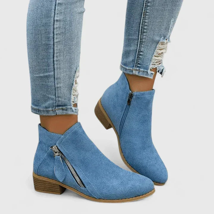 Ellen | Boots For Women | Side Zip Ankle Boots With Low Block Heel
