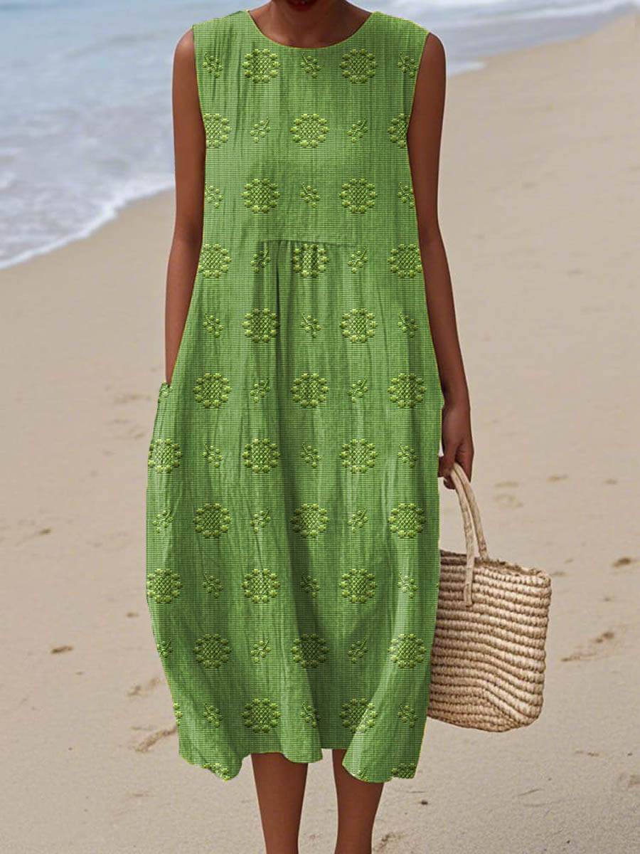 Ellen | Women’s Dress | Sleeveless Midi Round Neck