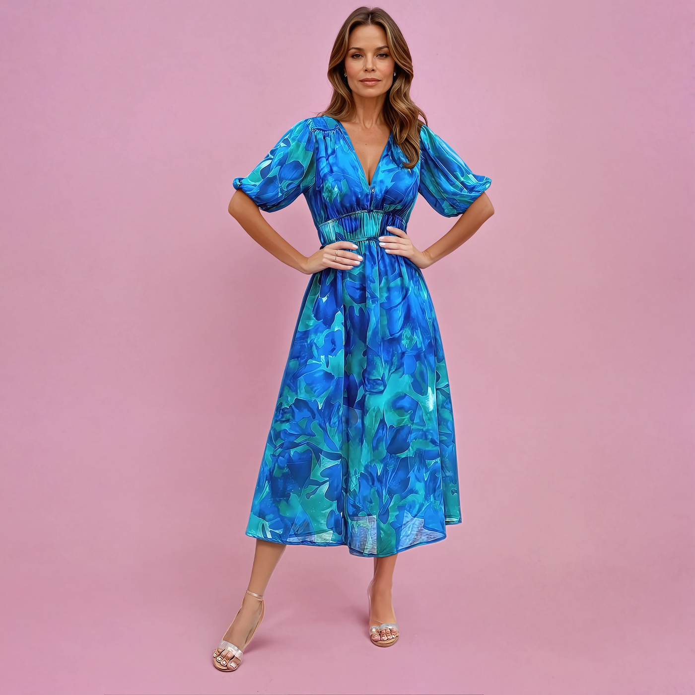 Ellen | Women's Midi Sundress | V-Neck Casual