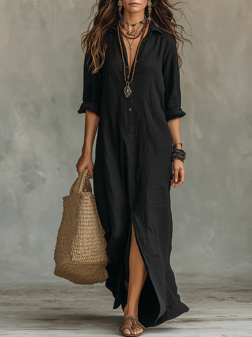 Ellen | Women's Shirt Dress | Long Sleeve Button-Front