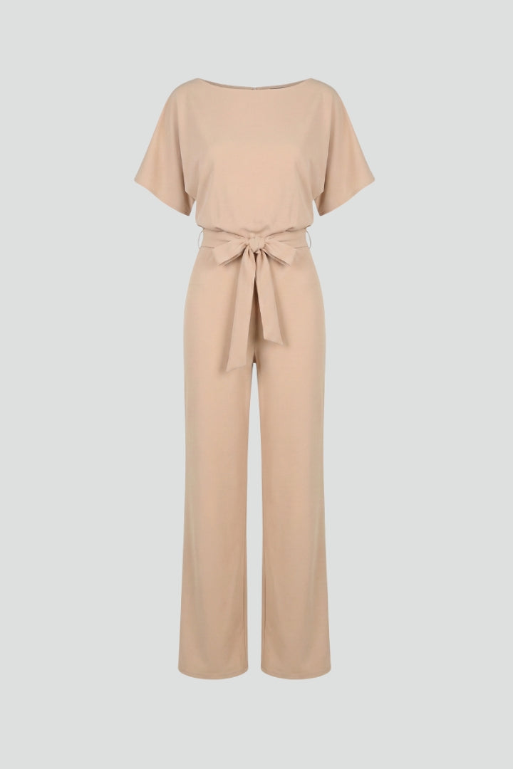Ellen | Women's Wide-Leg Jumpsuit | Short Sleeve Belted