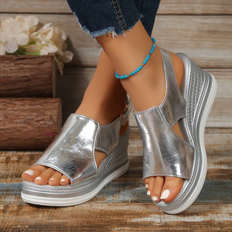 Ellen | Sandals For Women | Metallic Platform Slingback Design